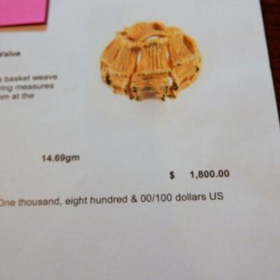 14K YG, ring.  Basket Weave Design.  Buy it Now $900.00  finger size 7
