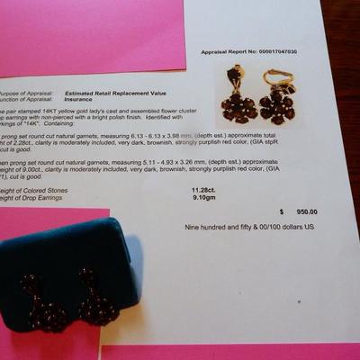 14K yellow gold, natural garnets earrings Buy it Now $425.00