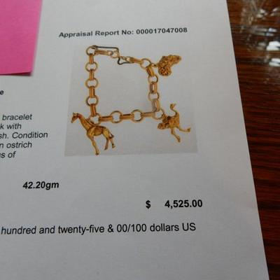 18K yellow gold charm bracelet with 3 charms.  charms are marked 750.  Buy it Now. $2,500.00