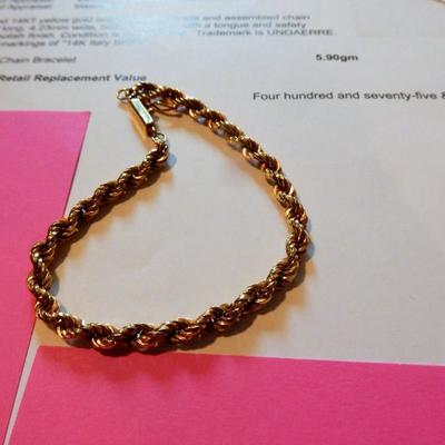 14K YG bracelet  7.8 inches, buy it now $250.00