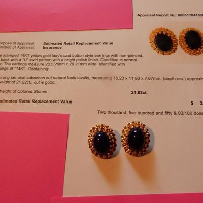 14K lapis lazuli, non pierced earrings. Buy it Now. $1,250.00