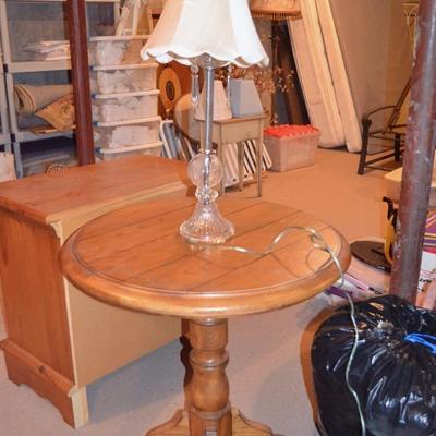 One of two pedestal tables