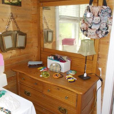 Antique oak dresser with mirror $295