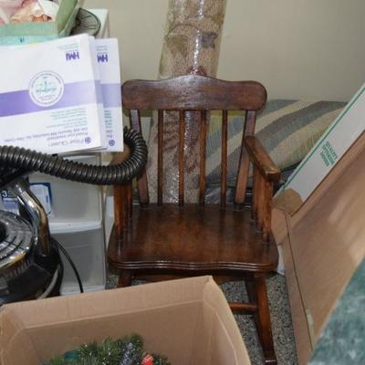 Wooden Chair, Vacuum Cleaner, & Misc. Items