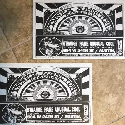 Advertisement flyers for Inner Sanction Records in Austin. Excellent condition.