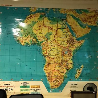 Large vintage school map of Africa.