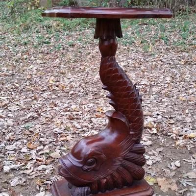 english mahogany carved dolphin pedestal