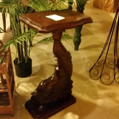 English mahogany dolphin pedestal