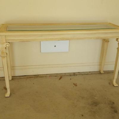 solid carved oak 54 inch distressed cream sofa table