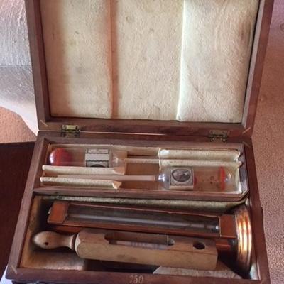 1800 Rare Hydrometer Kit in handmade box