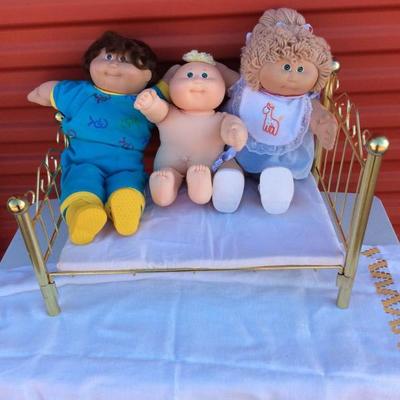 Two Cabbage Patch Dolls with One Cabbage Patch Kid and Doll Bed