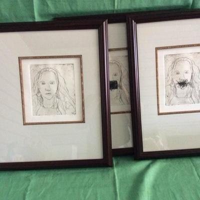Three Signed/Numbered Ashley Bennet Ink Prints