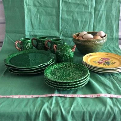 Mix of Green and Yellow Tableware plus Bowl