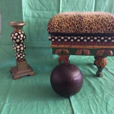 Decorative Stool with Candlestick and Ball