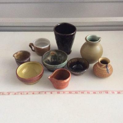 Nine Small Pieces of Unsigned Pottery