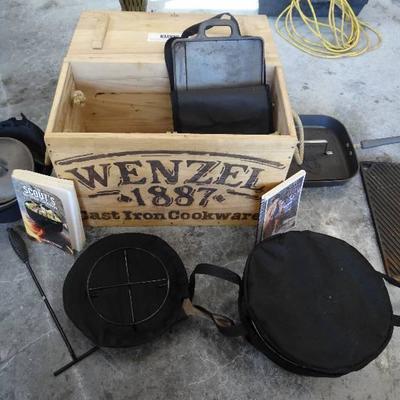 Wenze Cast Iron Cookware Set and 2 Books