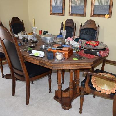 Dining Room Table with 6 Chairs & Decor Items