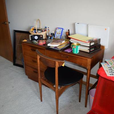Desk, chair, craft supplies