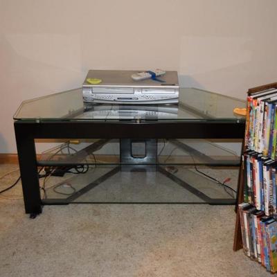 Glass Shelving Unit with VCR/DVD Player
