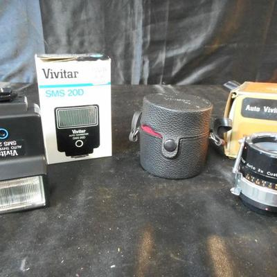 Vivitar 3X Teleconverter, Model 3X-3 for Nikon F Mount and (1) Vivitar Flash