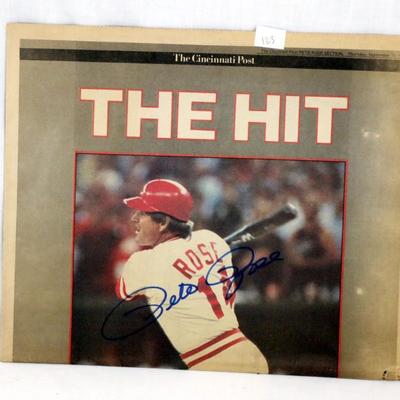 Pete Rose 1985 Signed Newspaper THE HIT