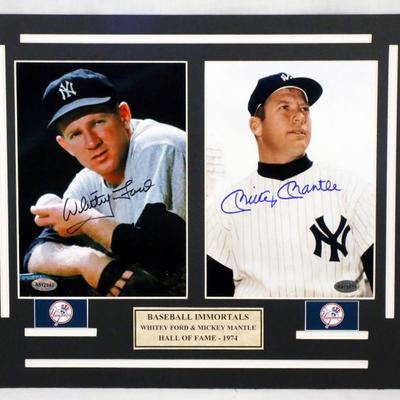 Whitey Ford & Mickey Mantle Signed Matted COA