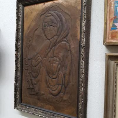 Si Cohen copper relief - signed and numbered
