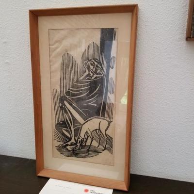 Axel Salto (listed artist) wood block - original receipt, purchased in Copenhagen in the 70's.