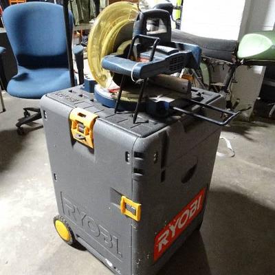 Ryobi 18v cordless tool kit w/ storage cart on whe ...
