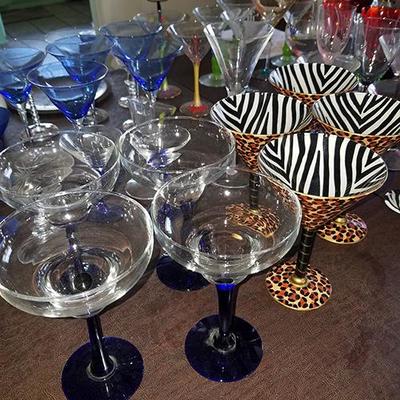 Martini glasses.  Some hand-painted.