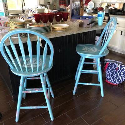 Hand painted bar stools 