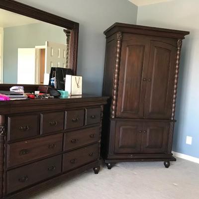 Armoire and dresser shown together 