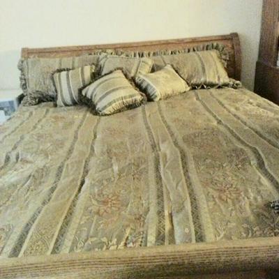 Overview of master bedroom OAk hand carved bed