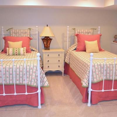 Pair of twin cast iron beds