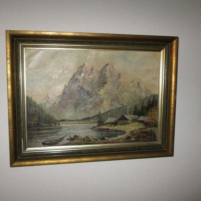 Framed oil on canvas landscape