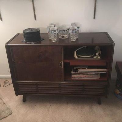 Mid century modern Telefunkin stereo record player console, from Germany 