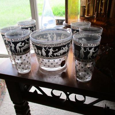 Mid century ice bucket and glasses set