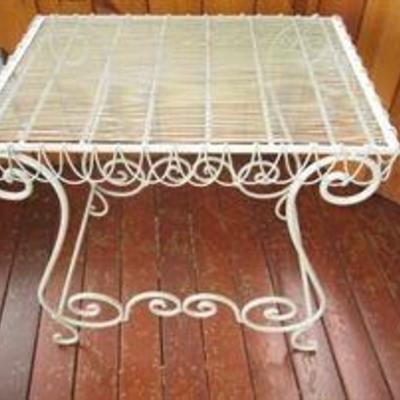 White metal table