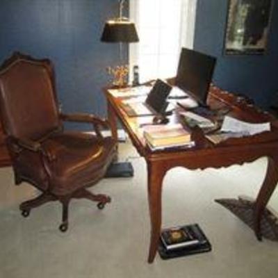 Leather office chair and writers desk