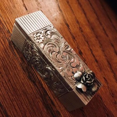 Sterling silver lipstick holder with mirror. $100