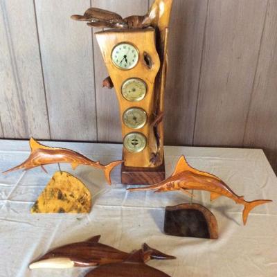 HWS111 Wooden Sea Life Clock, Sculptures & Wall Hanging