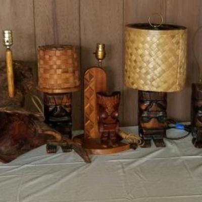 HWS125 Unique Carved Wood Lamp Selection