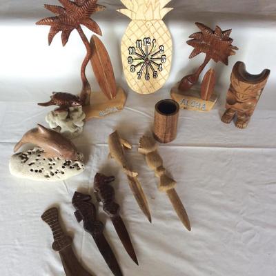 HWS053 More Intricate Carved Wood Hawaiian Items