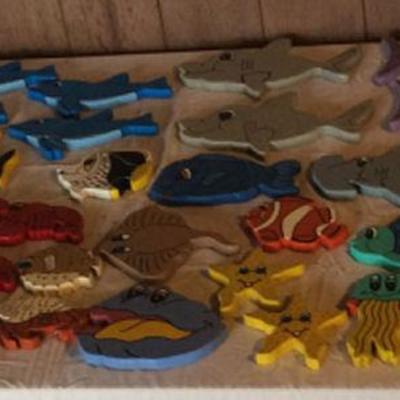 HWS105 Handmade Hanging Wooden Sea Life Creatures