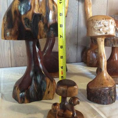 HWS104 Hand Carved Wooden Mushrooms