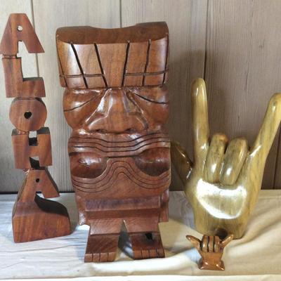 HWS048 More Carved Wood Hawaiian Items in Koa