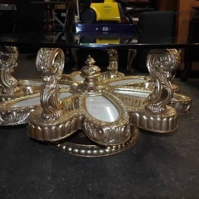 Antique Ornamental Round Glass Coffee Table