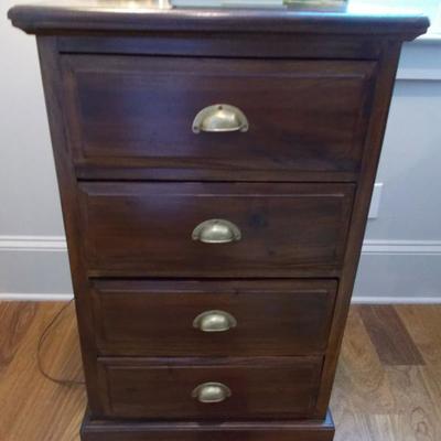 Mahogany 4 drawer chest with brass pulls $185
22 X 18 X 36