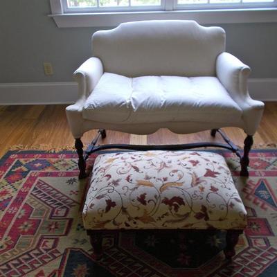William and Mary style settee $195
40 1/2 X 21 X 33"
Ottoman $49
29 X 22 X 14