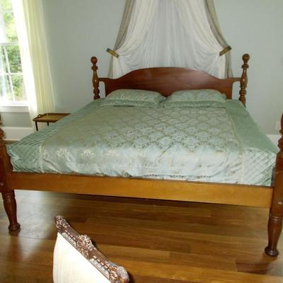Custom made king size cherry wood four poster bed $1,995